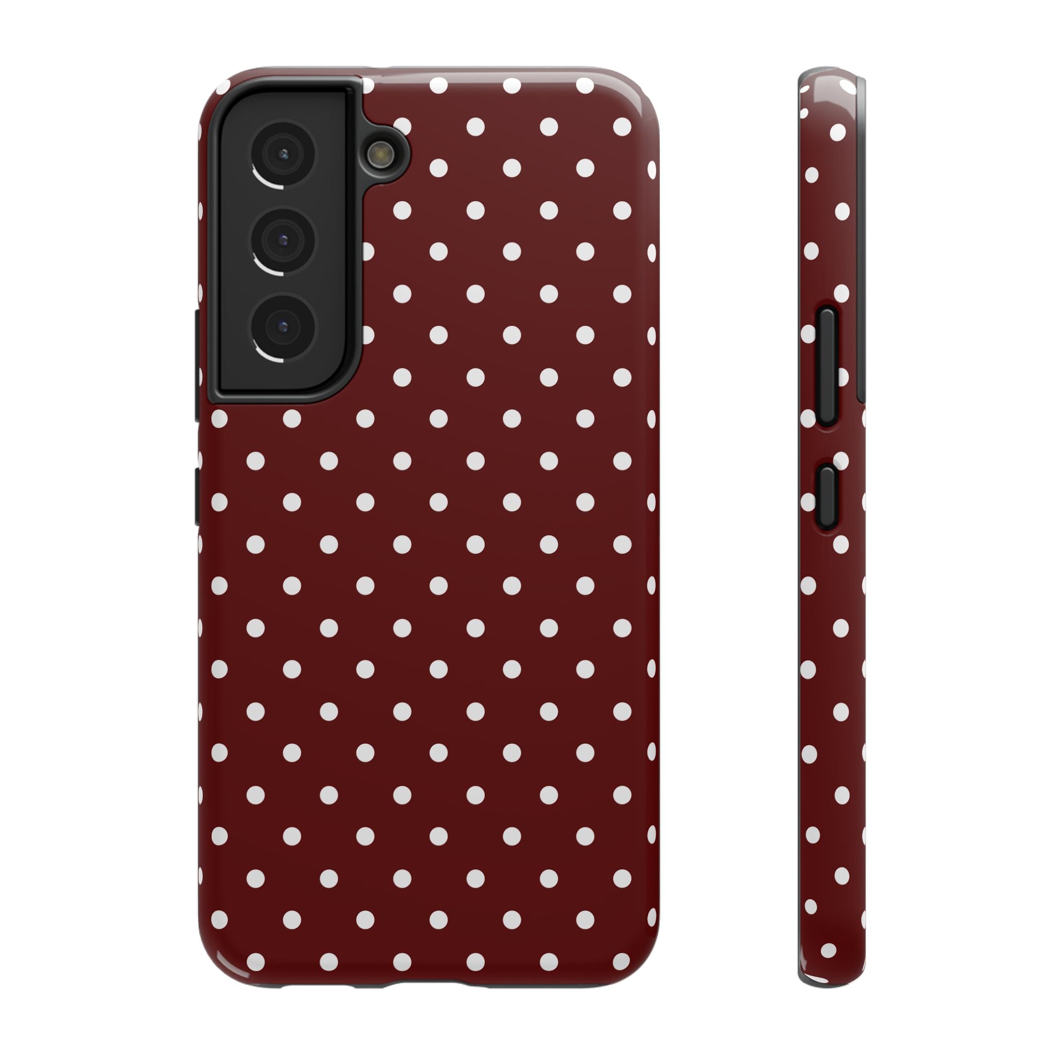Maroon & White Dots Samsung Galaxy Case