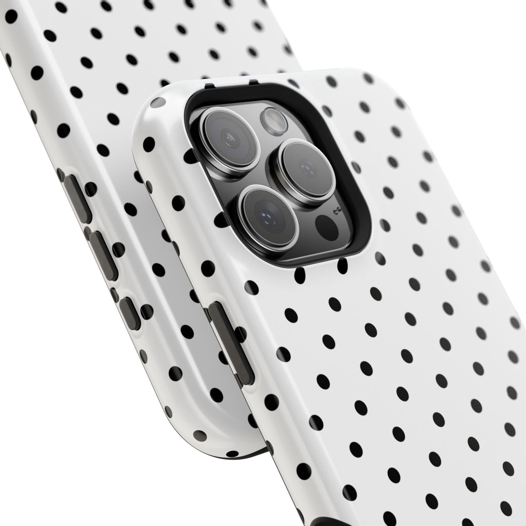 White & Black Dots MagSafe iPhone Case