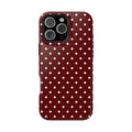 Maroon & White Dots MagSafe iPhone Case