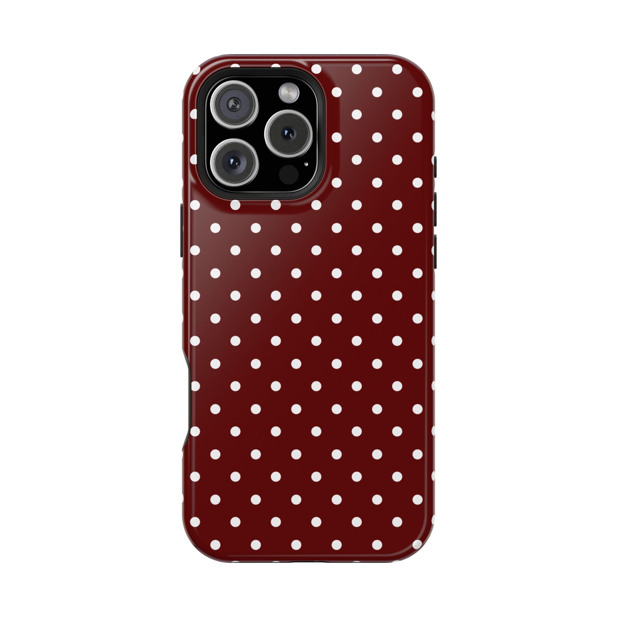 Maroon & White Dots MagSafe iPhone Case