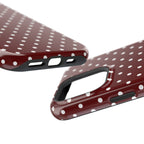 Maroon & White Dots MagSafe iPhone Case