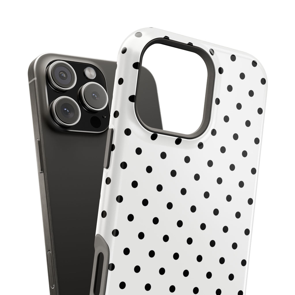 White & Black Dots MagSafe iPhone Case