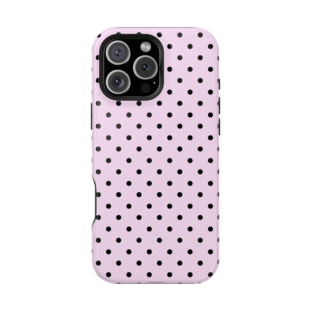 Pink & Black Dots MagSafe iPhone Case