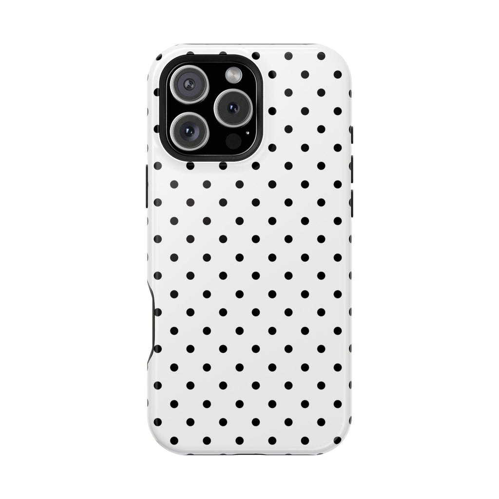 White & Black Dots MagSafe iPhone Case